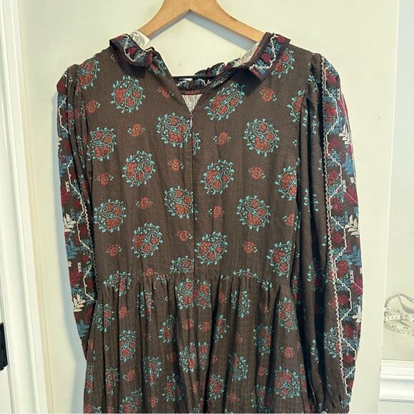 Sea New York Black Blue Embroidered Smocked Maxi Dress S/M - Picture 7 of 14